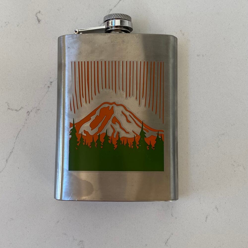 Ozark Trail 7.5 Oz. Stainless Steel Hip Pocket Flask‎ w Attached Cap
